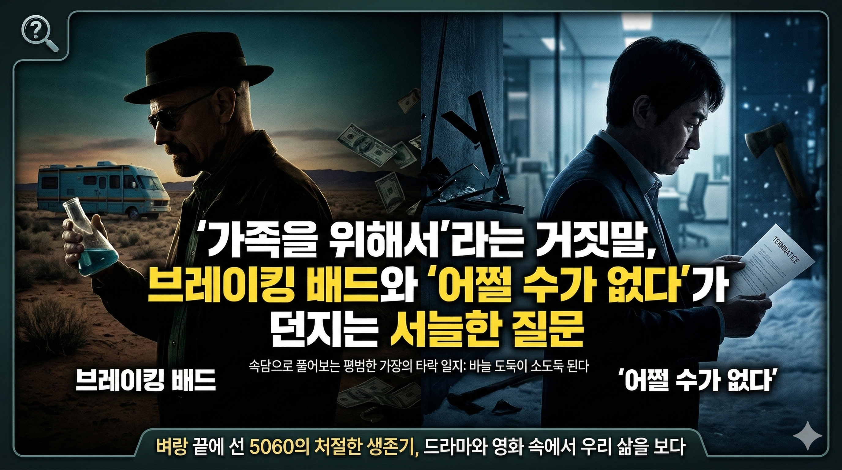 "가족을 위해서"라는 거짓말, 브레이킹 배드와 '어쩔 수가 없다'가 던지는 서늘한 질문