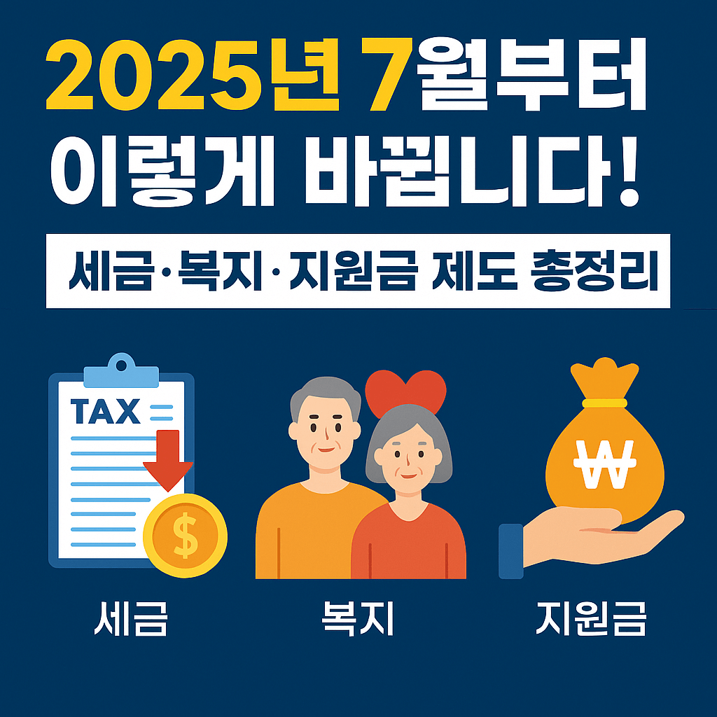 2025년 한국 7월부터 이렇게 바뀝니다! 세금·복지·지원금 제도 총정리