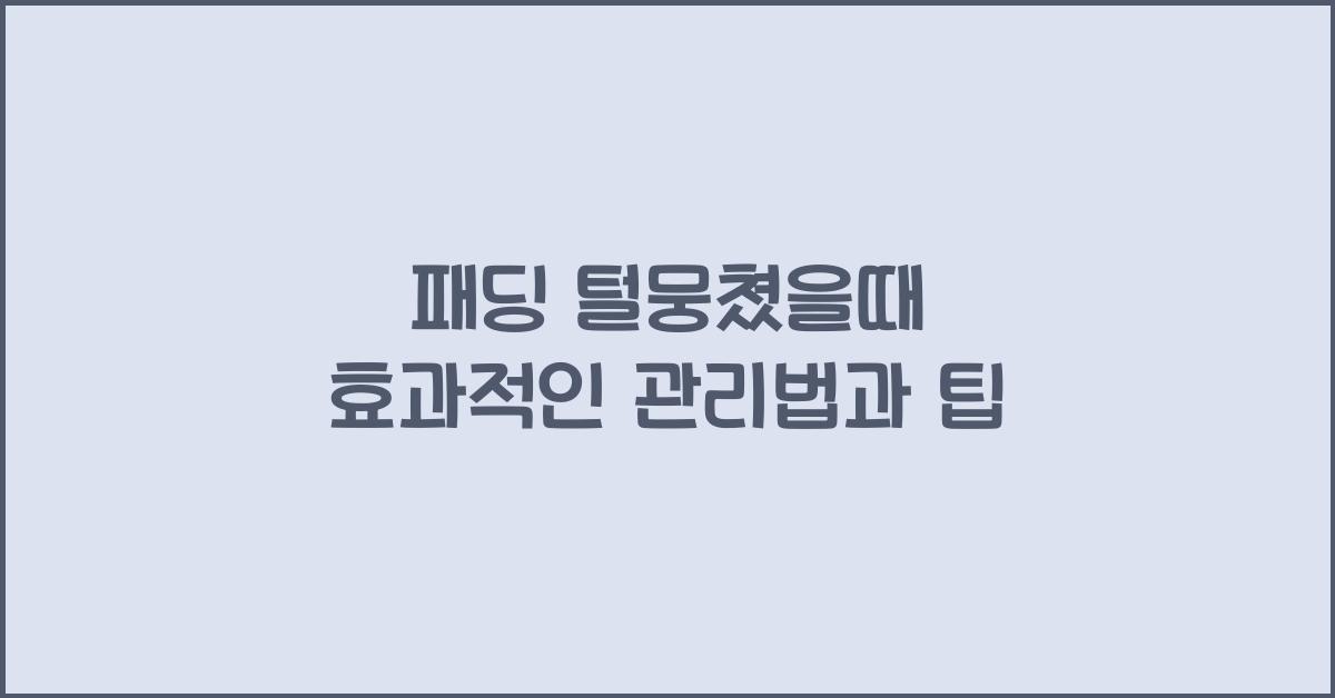 패딩 털뭉쳤을때