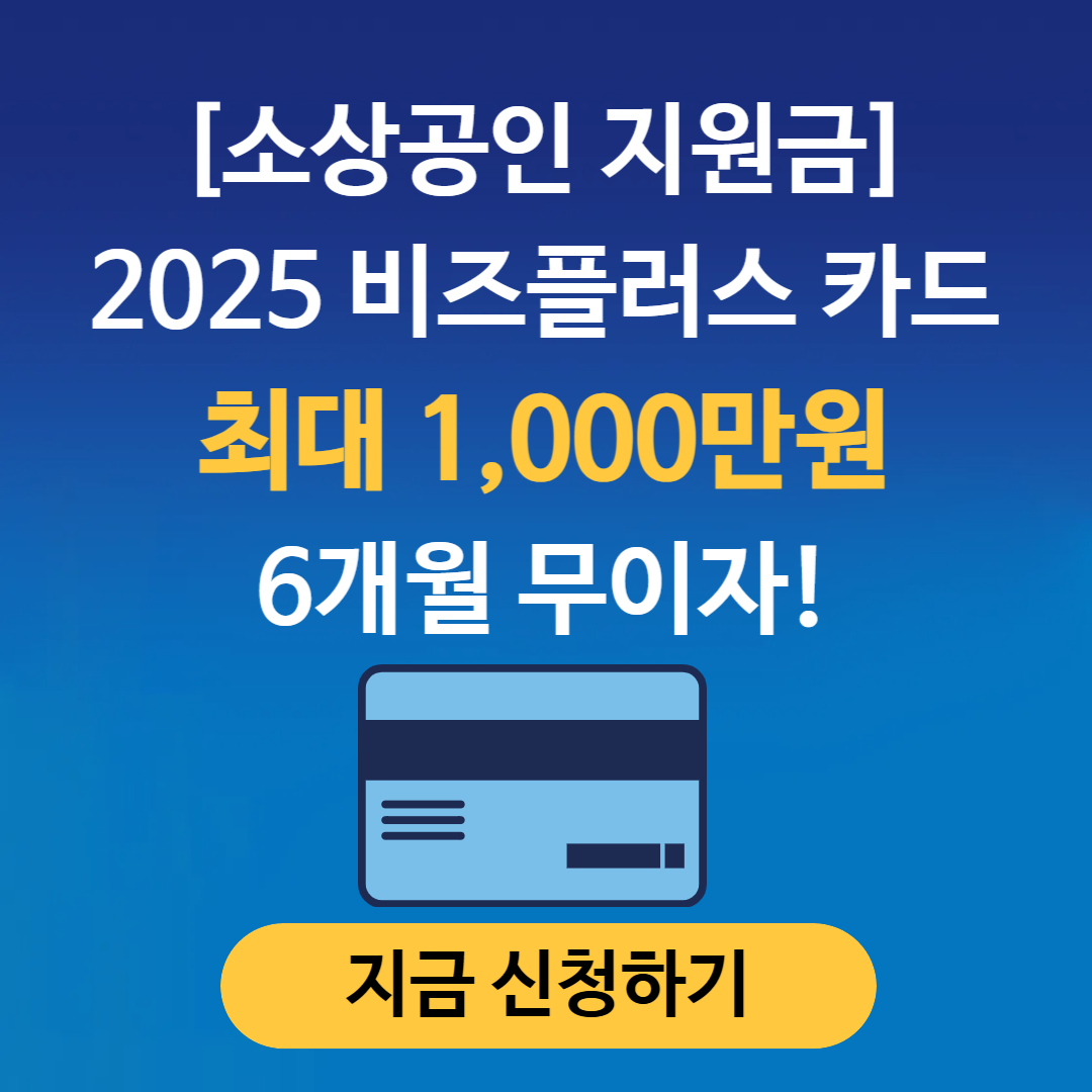 2025 소상공인 지원금 비즈플러스카드 최대 1000만원 무이자 혜택 신청 방법