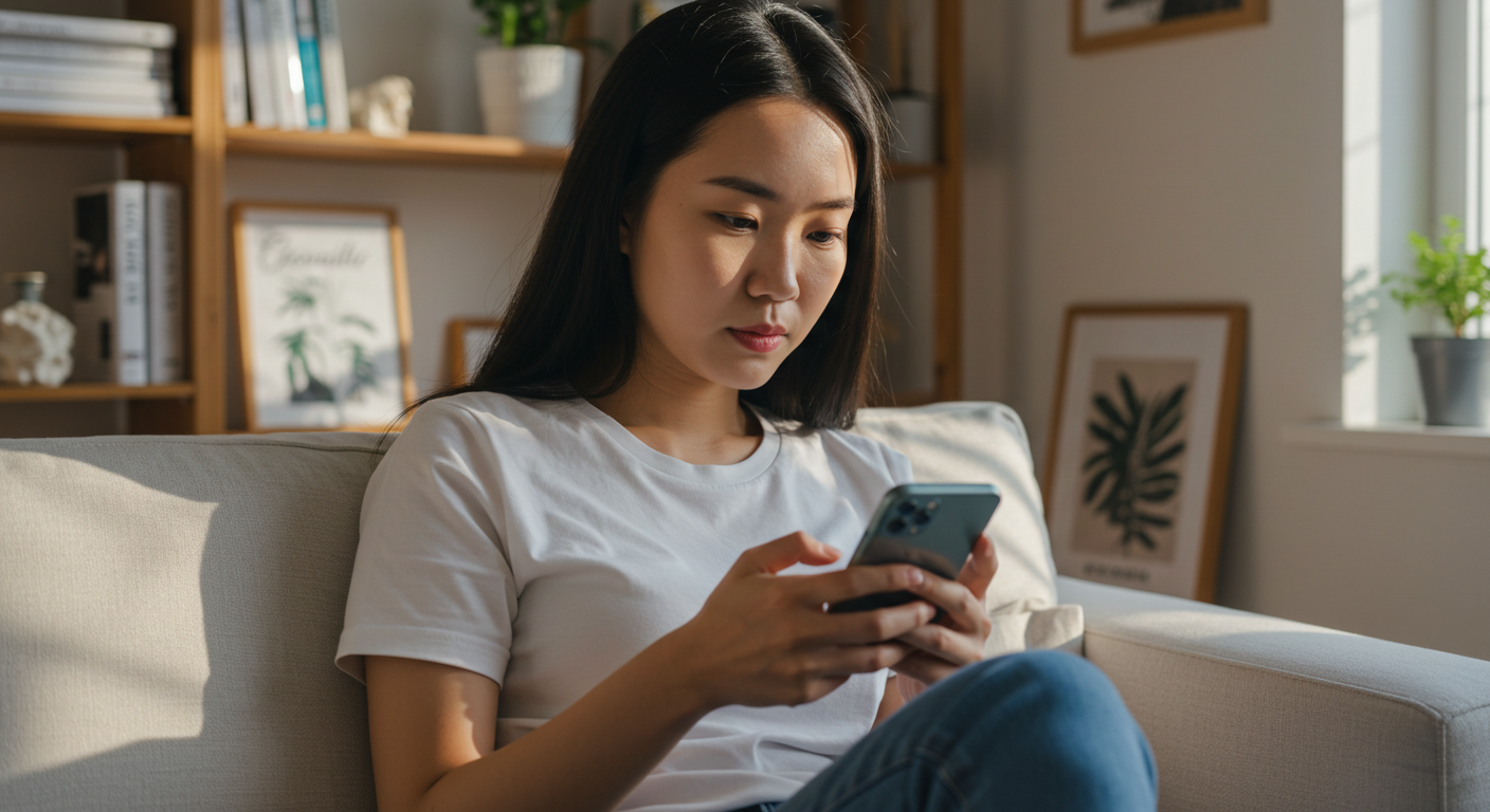 스마트 폰하는 여성