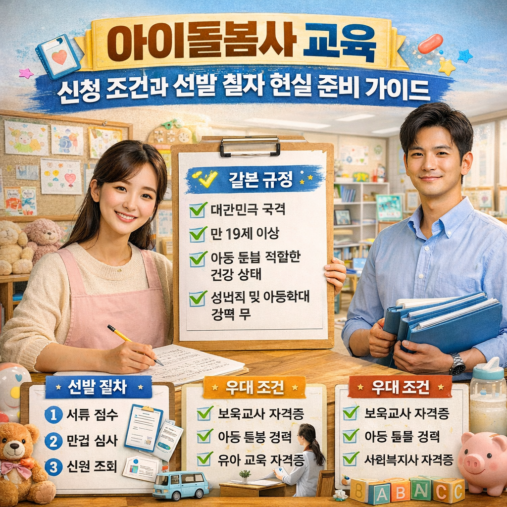 아이돌봄사 교육 신청 조건과 선발 절차 현실 준비 가이드