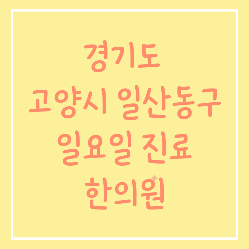 경기도 고양시 일산동구 일요일 진료 한의원