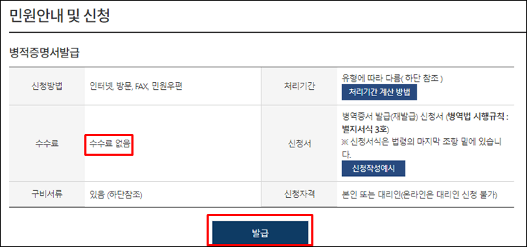 병적증명서-안내