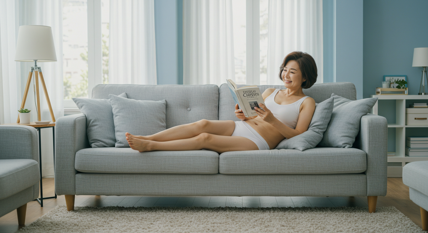 60세이지만 아직도 젊게 보이는 건강한 여성의 이미지