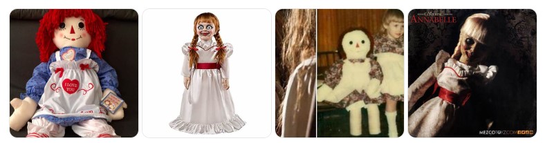 실제 안나벨 인형과 영화 속 안나벨 인형 비교 이미지, 초자연 현상과 미스터리한 사건 사례