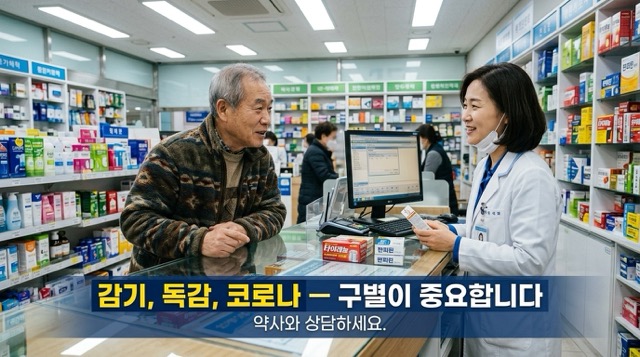 코로나 재유행 감기 독감 구별 약국 상담