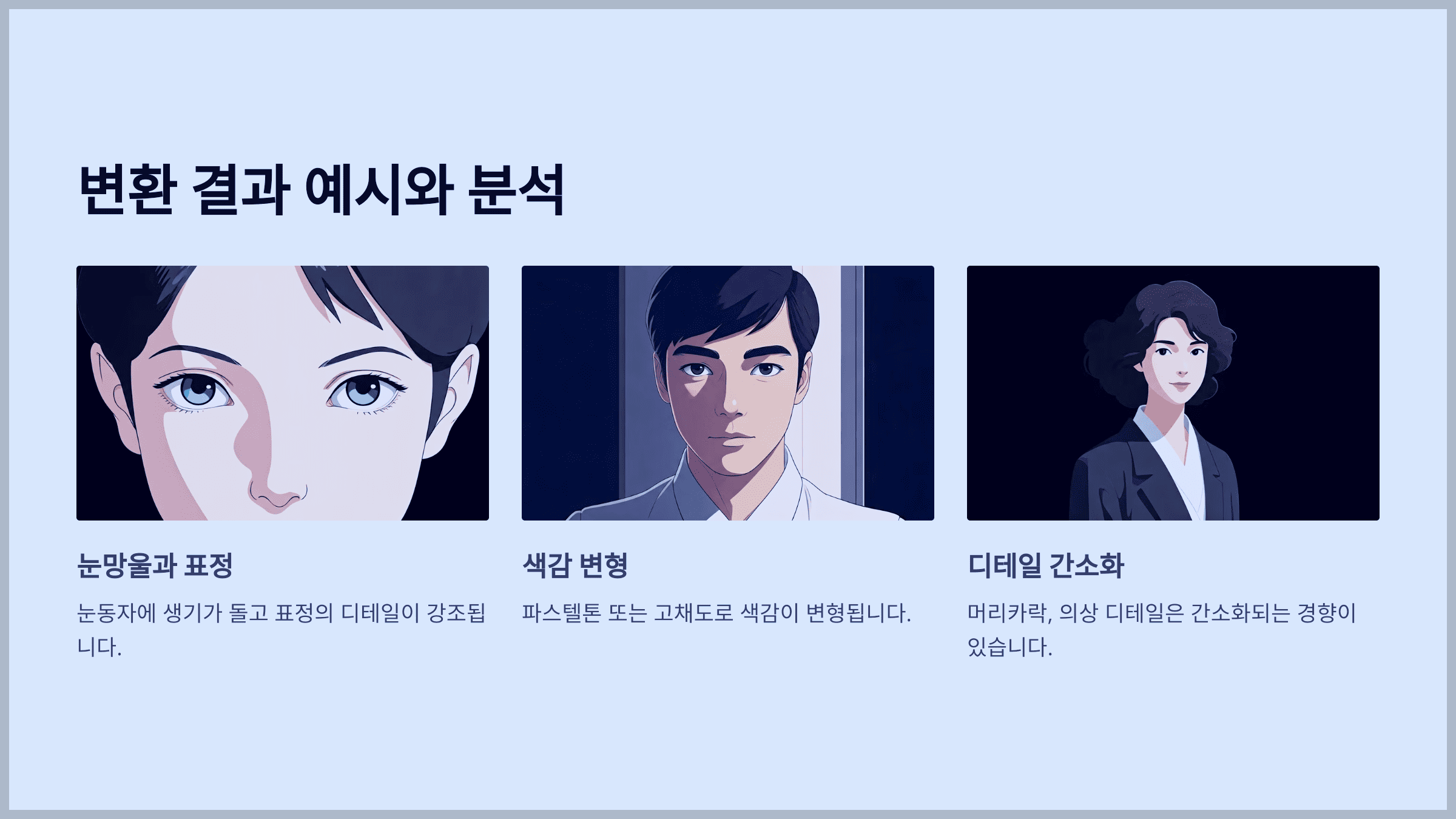 변환 결과 예시와 분석