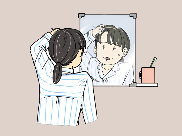 노부인이-거울보는-모습