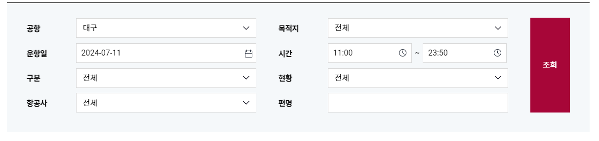 대구공항 운항스케줄, 국제선 노선