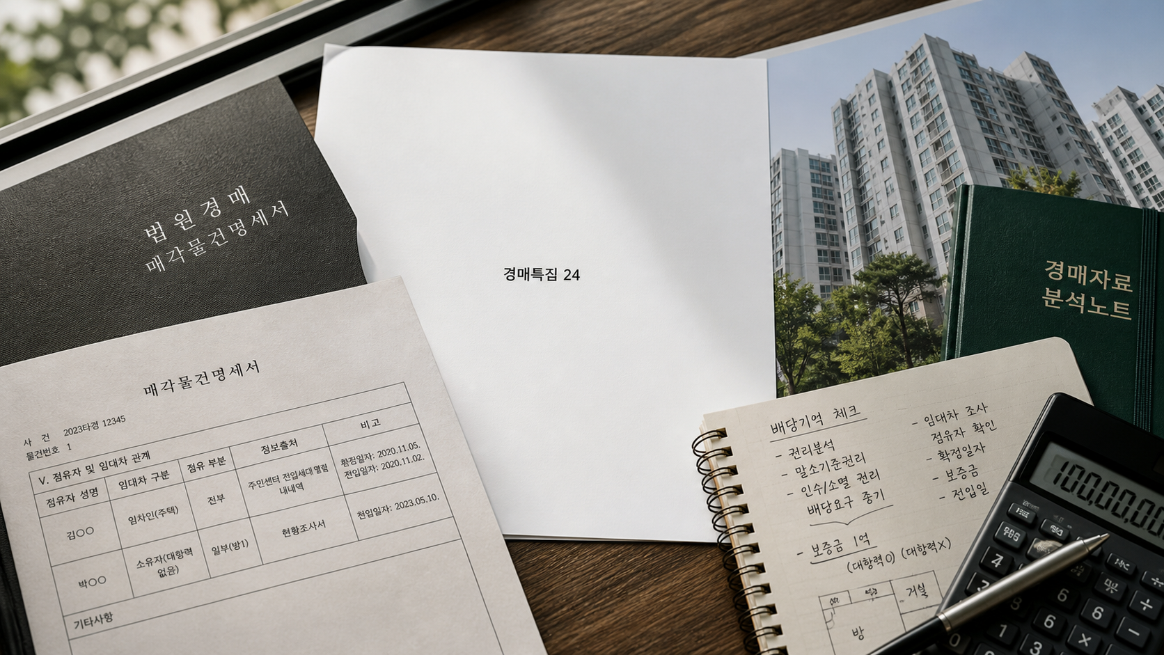 매각물건명세서에서 반드시 읽어야 할 문장의 핵심 확인 항목을 정리한 부동산 경매 안내 표지