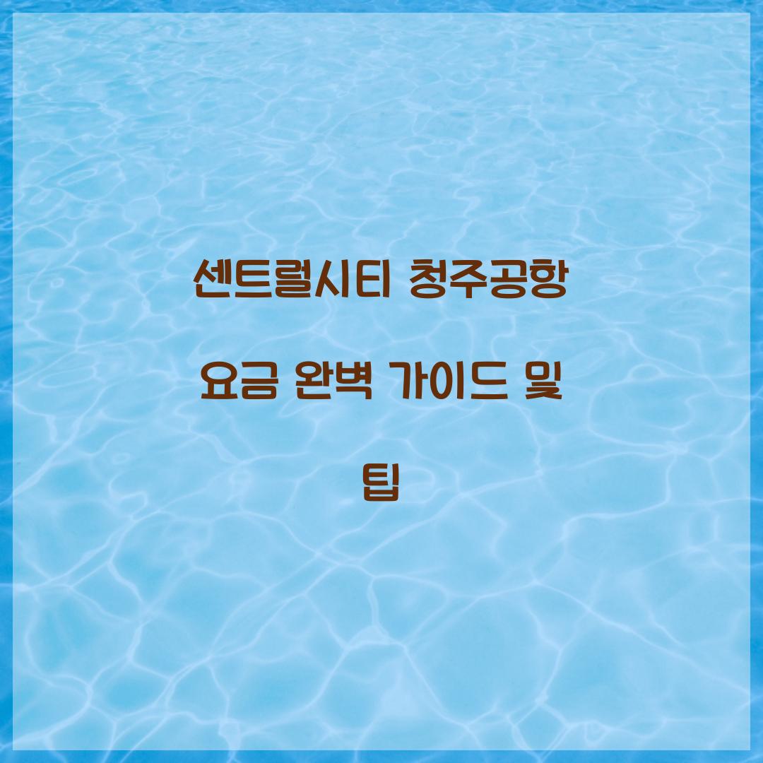 센트럴시티 청주공항 요금