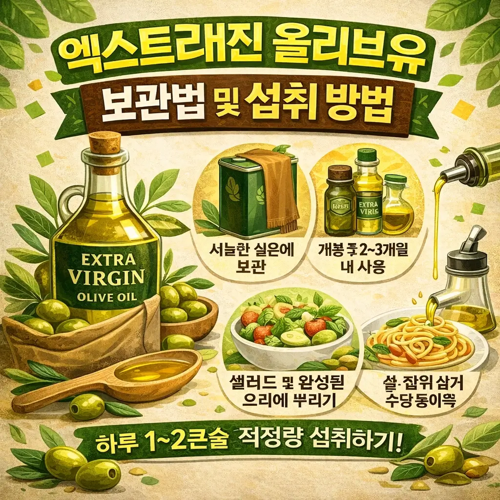 엑스트라버진 올리브유 보관법 및 섭취 방법
