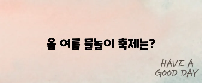 국내 여름 축제 추천 2025|워터페스티벌 일정