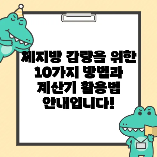 체지방 감량을 위한 10가지 방법과 계산기 활용법 안내입니다!