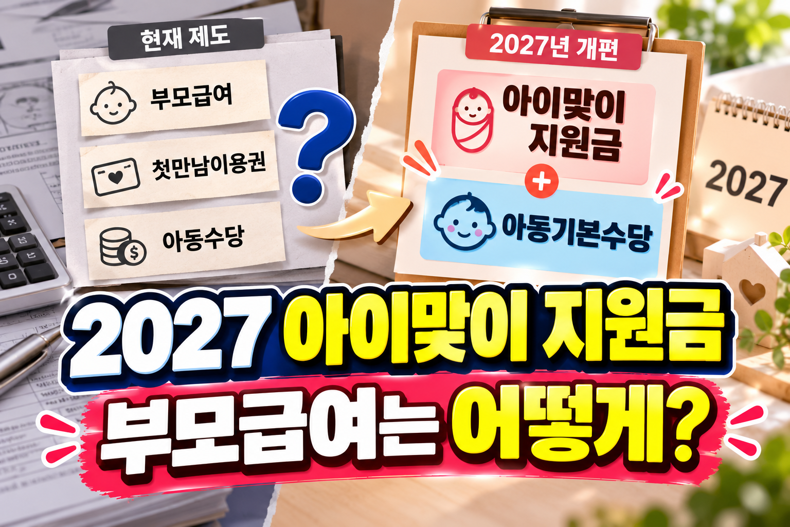 2027년 아이맞이 지원금 어떻게 바뀌나? 부모급여&middot;첫만남이용권과 차이
