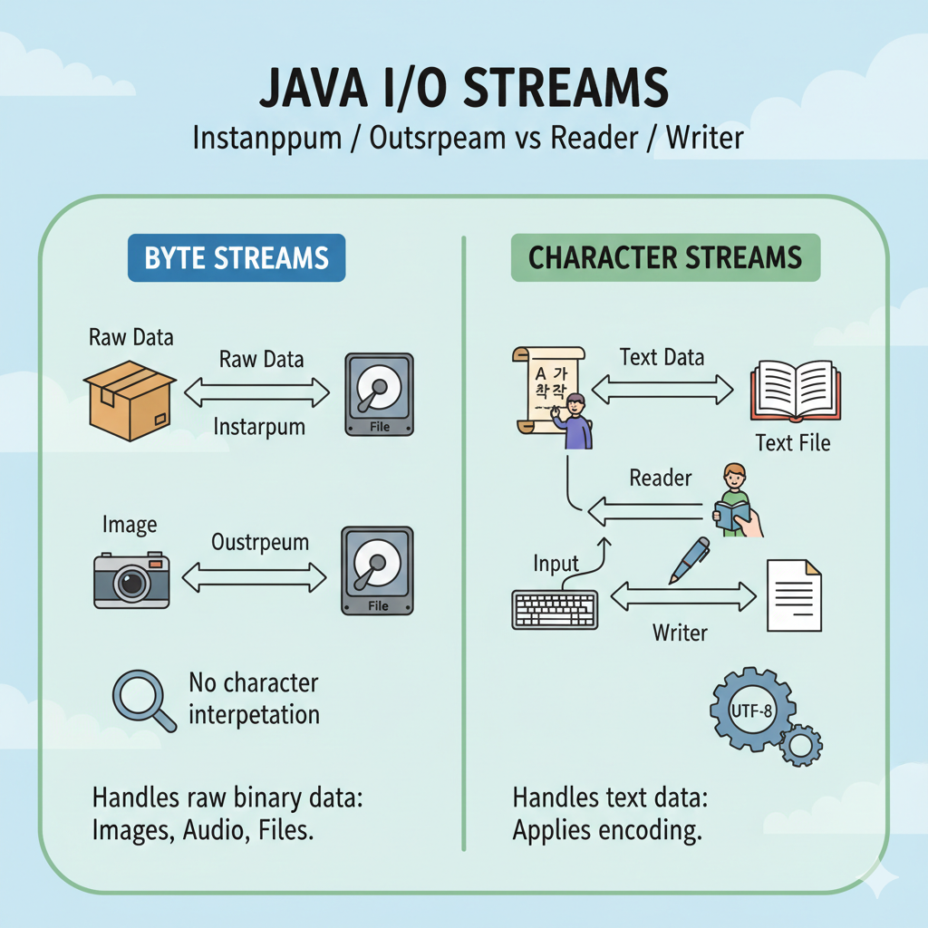InputStream/OutputStream vs Reader/Writer