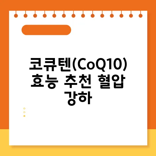 코큐텐(CoQ10) 효능 추천 혈압 강하, 피로 감소, 피부 회복, 염증 감소