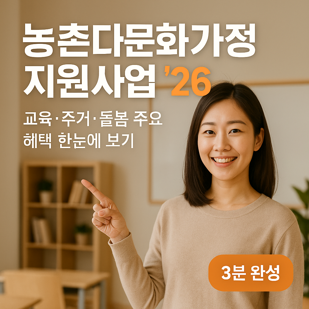 농촌다문화가정 지원사업 &rsquo;26 ｜ 교육&middot;주거&middot;돌봄 주요 혜택 한눈에 보기