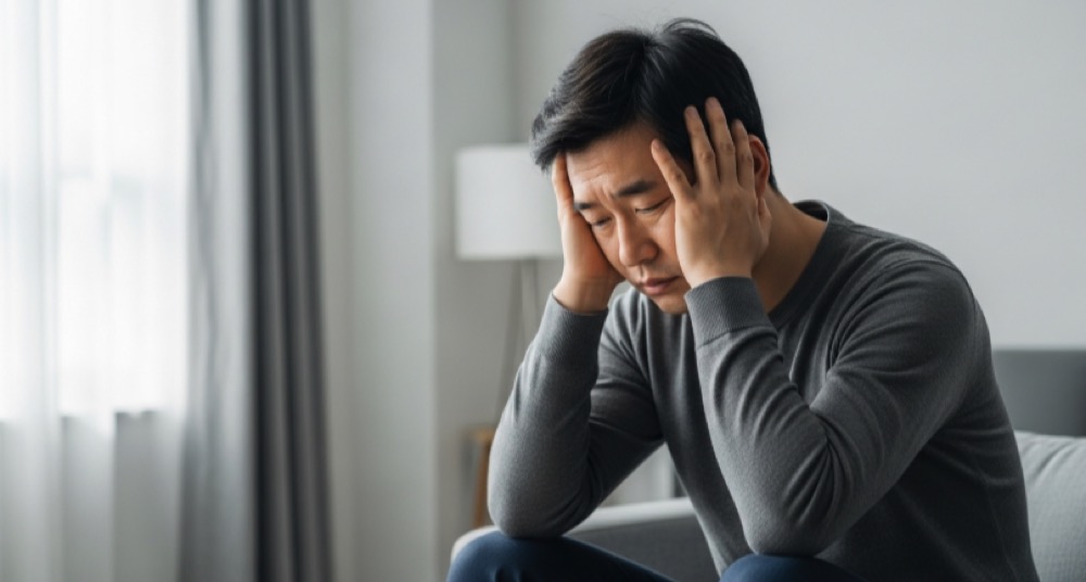 저혈압으로 무기력함과 어지러움을 느끼는 모습