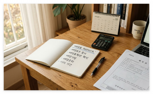 부동산 경매 배당표원안과 배당순위 체크리스트 메모 사진