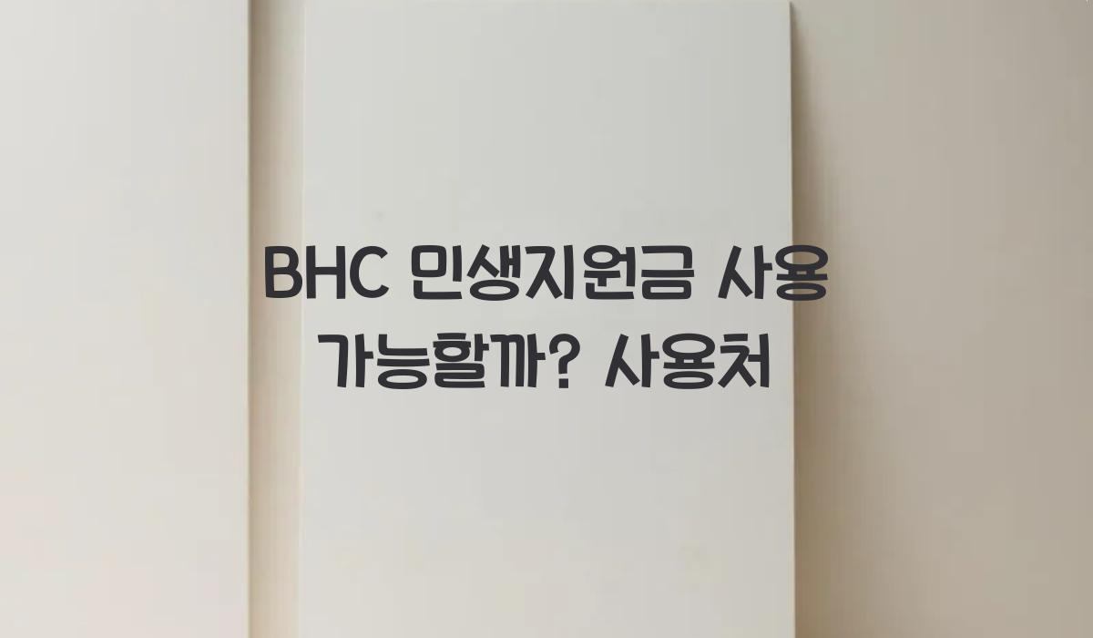 BHC 민생지원금 사용 가능할까? 사용처