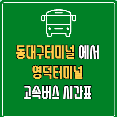 동대구터미널에서 영덕터미널 고속버스 시간표 요금 예매
