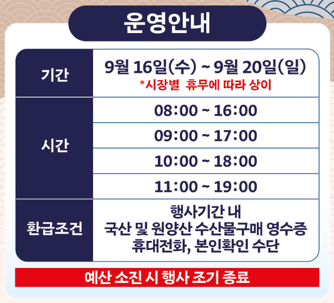 수산대전 할인 행사일정