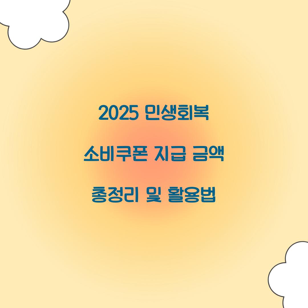 2025 민생회복 소비쿠폰 지급 금액