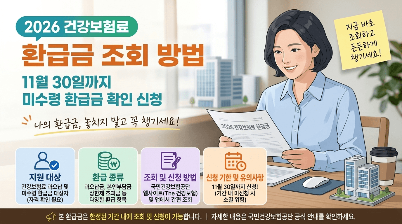 2026 건강보험료 미수령 환급금 조회 방법 및 11월 30일 집중지급기간 안내 이미지