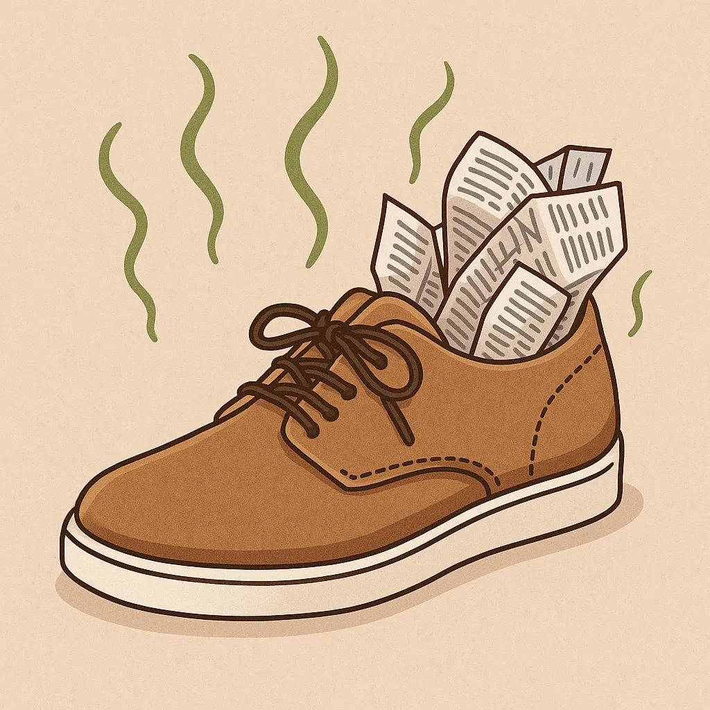 신발-안에-신문지를-넣은-후-냄새가-빠져나오는-일러스트