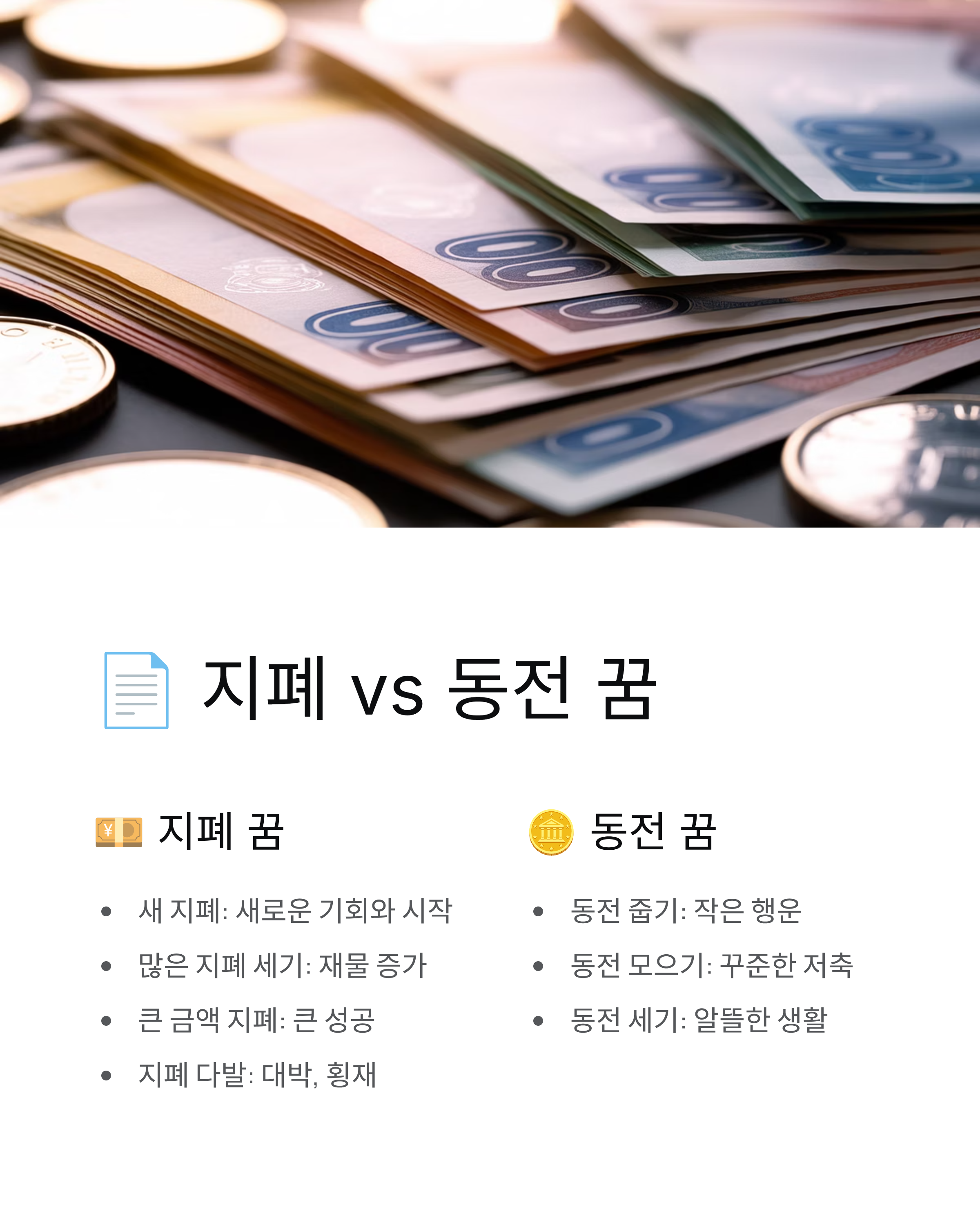 돈꿈 해몽 총정리 돈 줍는 꿈 받는 꿈 지폐 꿈 - 로또 사야 할까? 💰