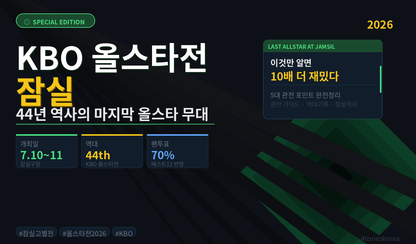 2026 KBO 올스타전 잠실 마지막 관전 포인트 5가지 완전정리