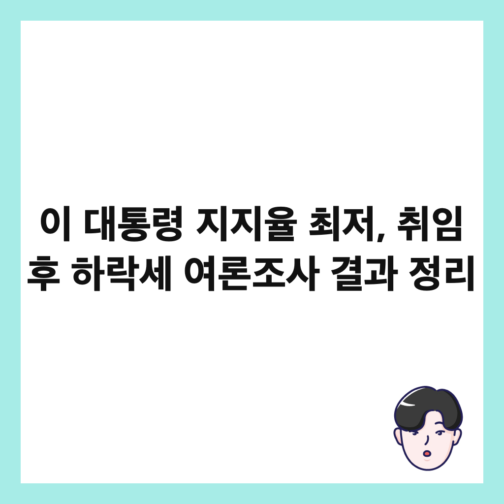 이 대통령 지지율 최저, 취임 후 하락세 여론조사 결과 정리 썸네일
