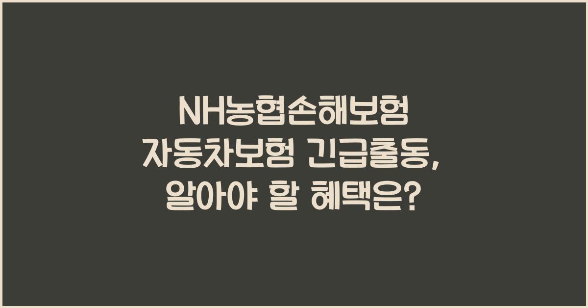 NH농협손해보험 자동차보험 긴급출동