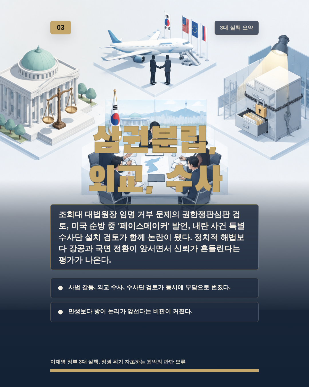 삼권분립, 외교, 수사