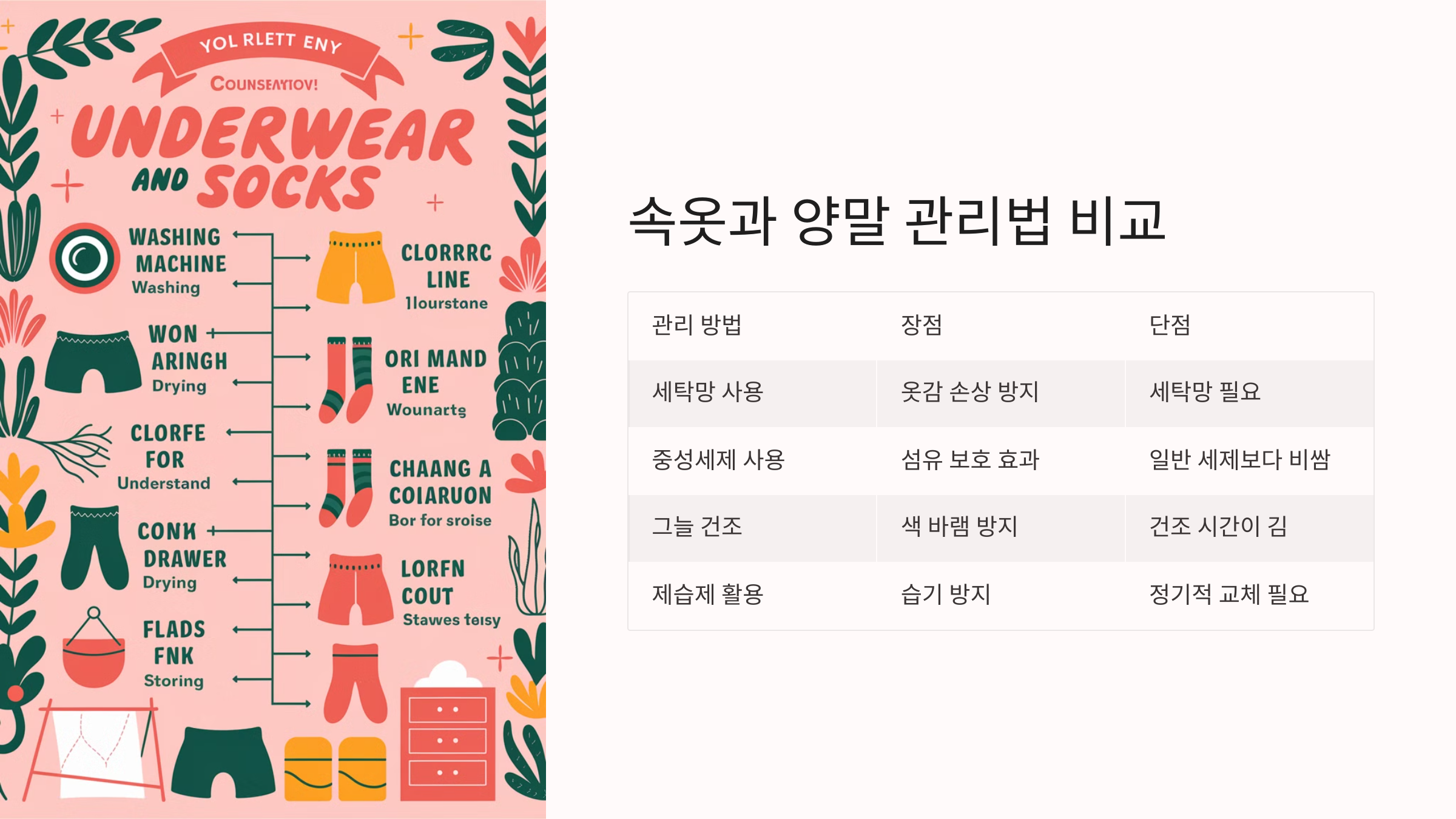 📋 속옷과 양말 관리법 비교