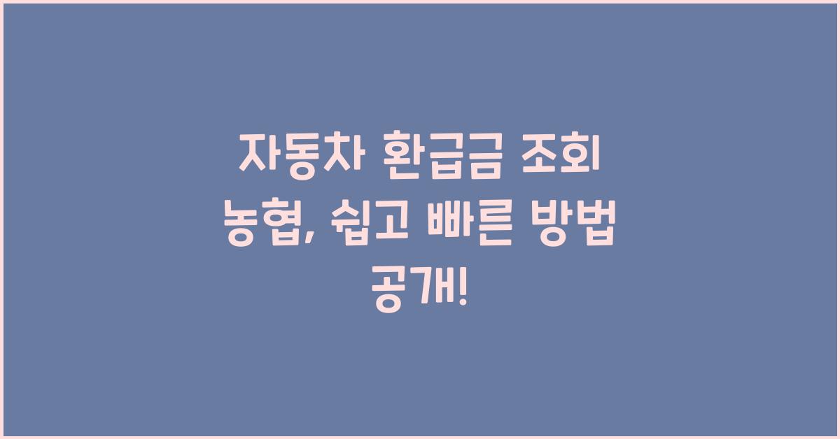 자동차 환급금 조회 농협