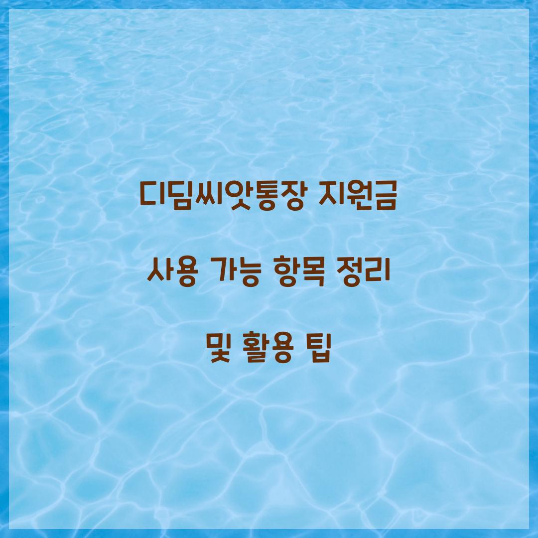 디딤씨앗통장 지원금 사용 가능 항목 정리