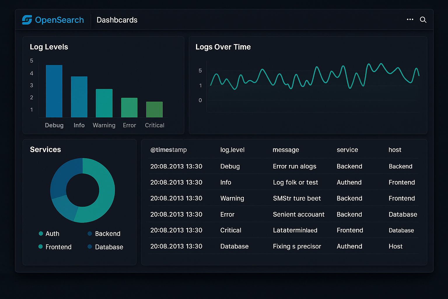 OpenSearch Dashboards 대시보드 스크린샷