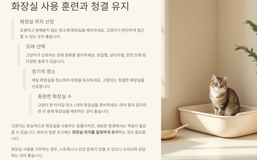 화장실 사용 훈련과 청결 유지