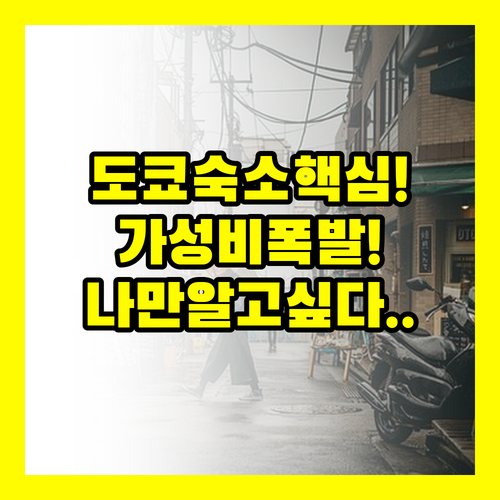 도쿄 가성비 숙소 3곳 나만 알고 싶..