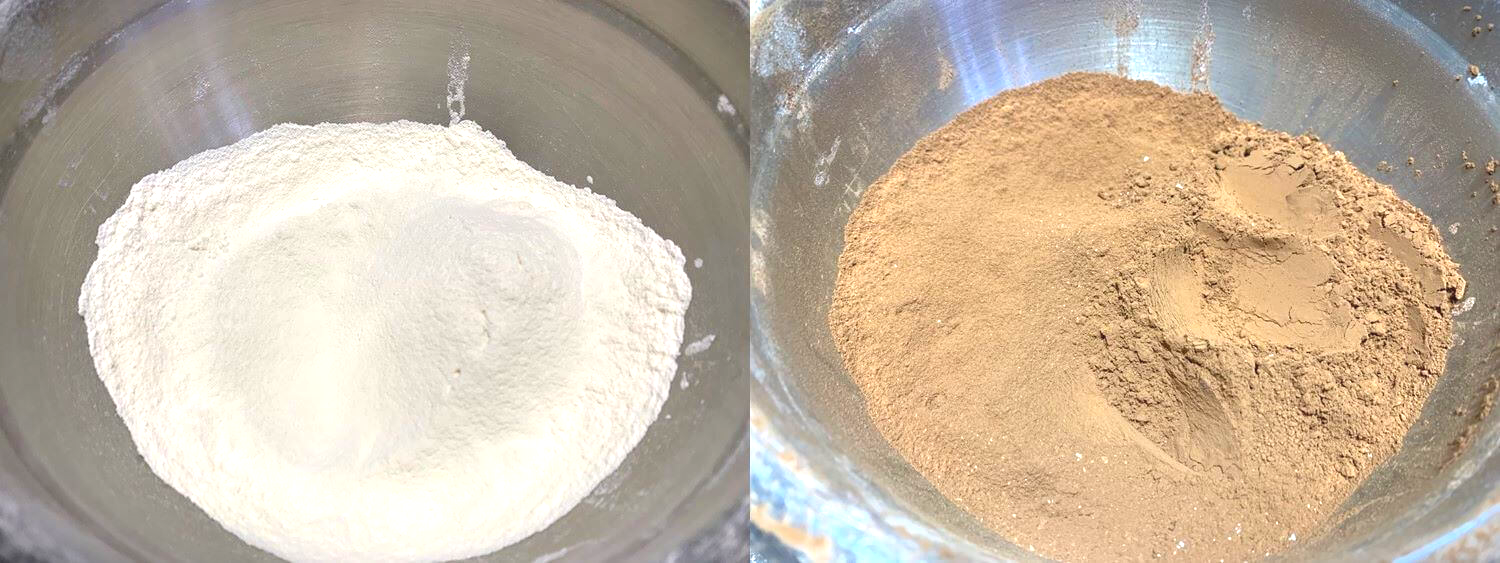 크랙쿠키-채에 내린 밀가루와 코코아파우더