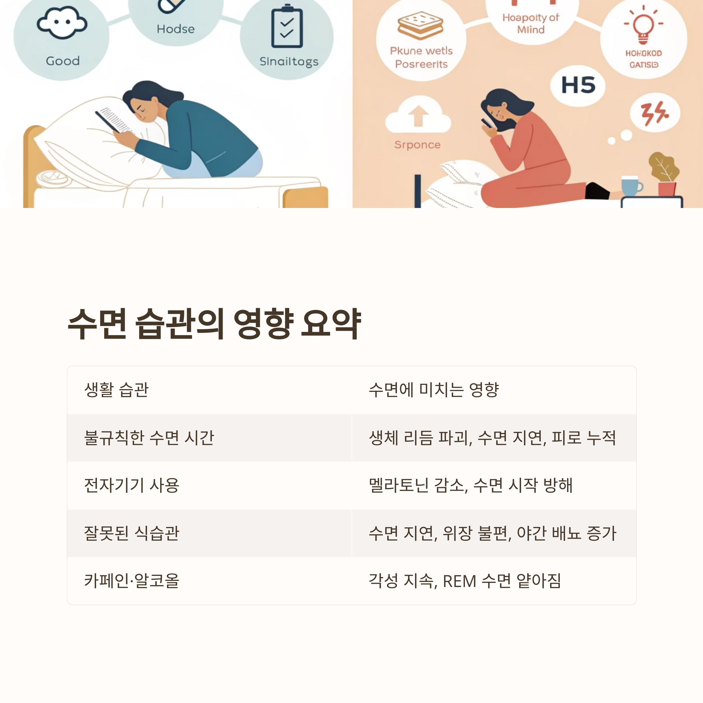 수면 습관의 영향 요약
