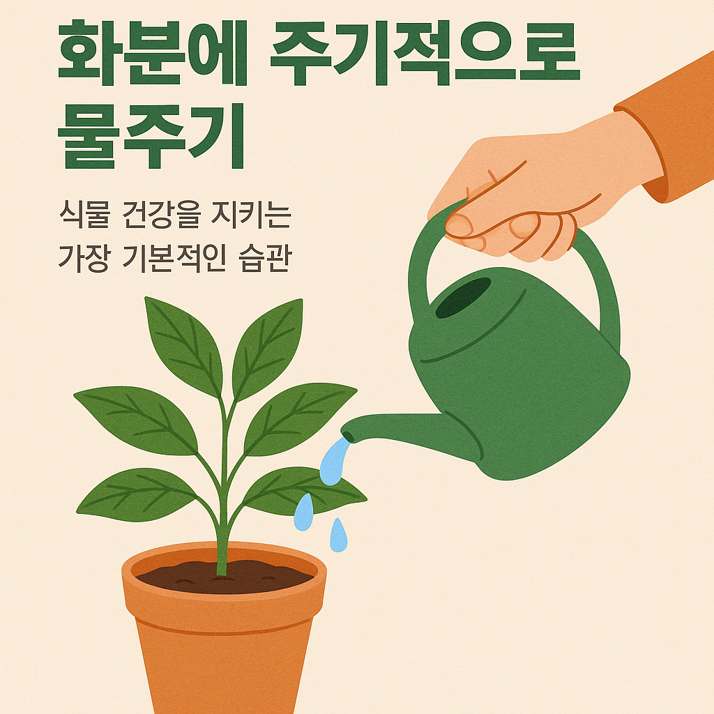 화분에 주기적으로 물주기, 식물 건강을 지키는 가장 기본적인 습관