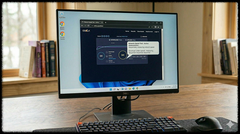 인터넷 속도 측정을 하는 컴퓨터 화면