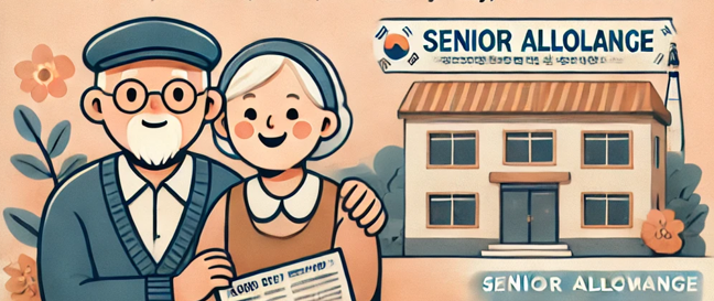 장수 수당을 받는 노인 그림