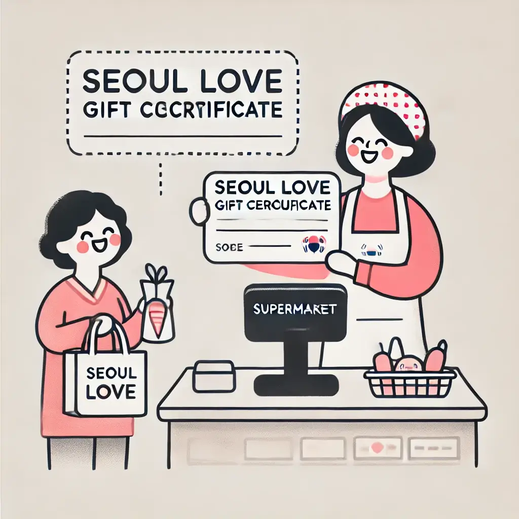 마트에서 서울사랑상품권으로 결제하는 주부