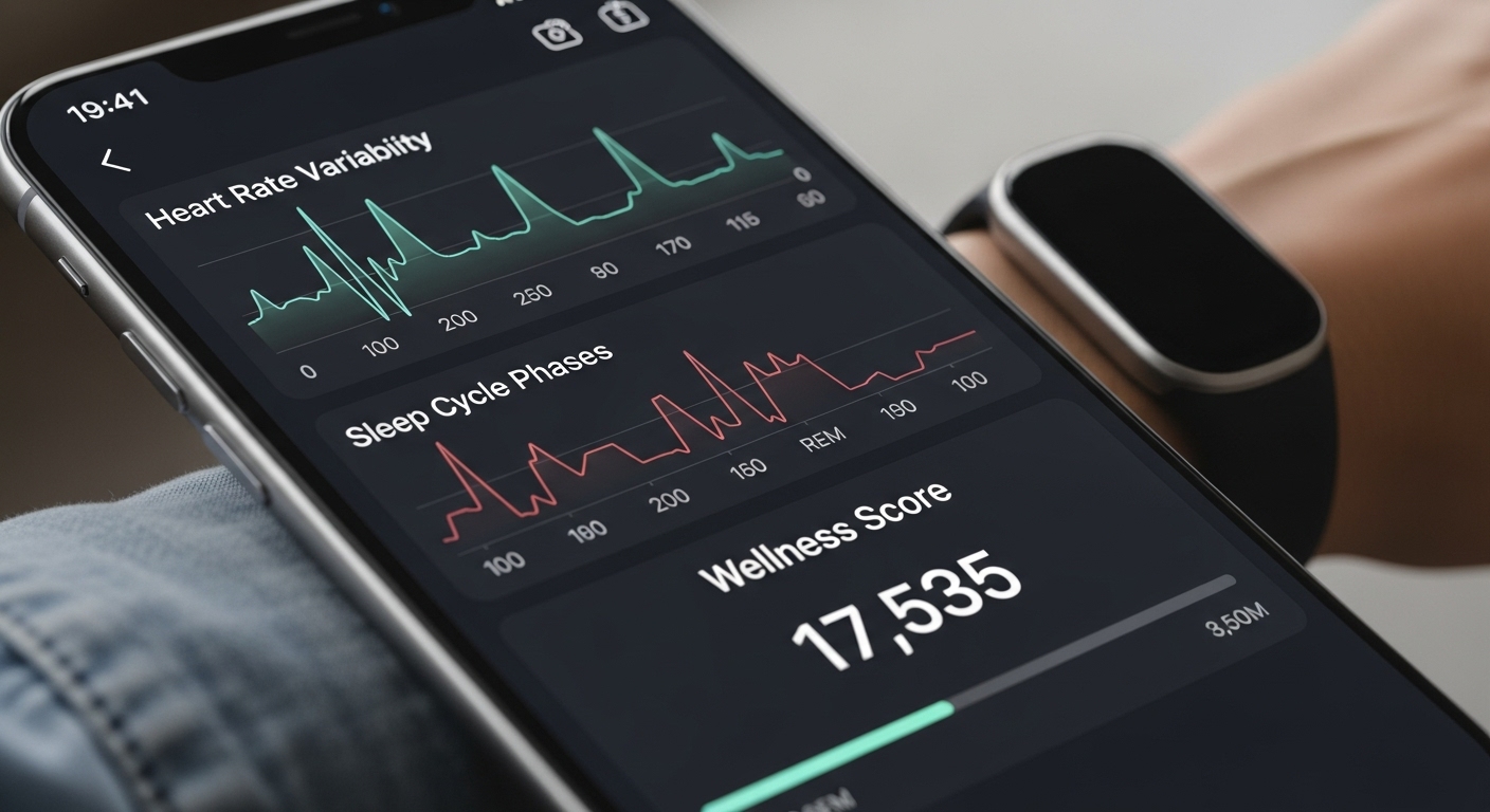 스마트폰과 연동된 건강 관리 앱 화면 이미지