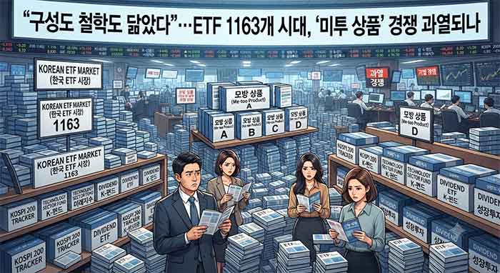 수많은 ETF 상품과 고민하는 사람들.